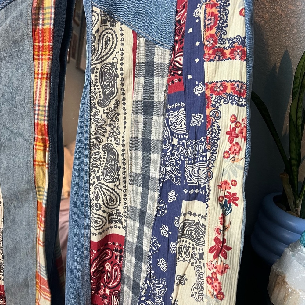 Free People Multicolor Patchwork Flare Jeans - image 4